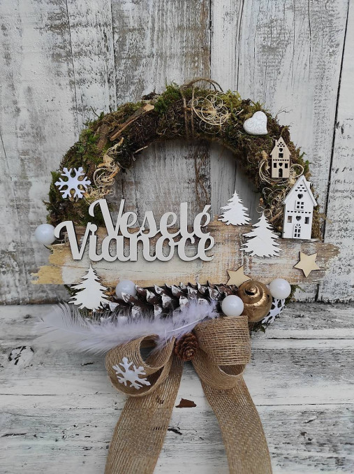 Dekorácie - Prírodný vianočný veniec Natural I., 25 cm. - 18022474_