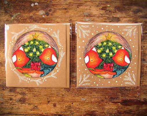 Papiernictvo - otváracia pohľadnica: "Vianoce u zverúšikov" - 18024070_