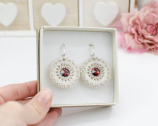 náušnice LUMINA - Red & White