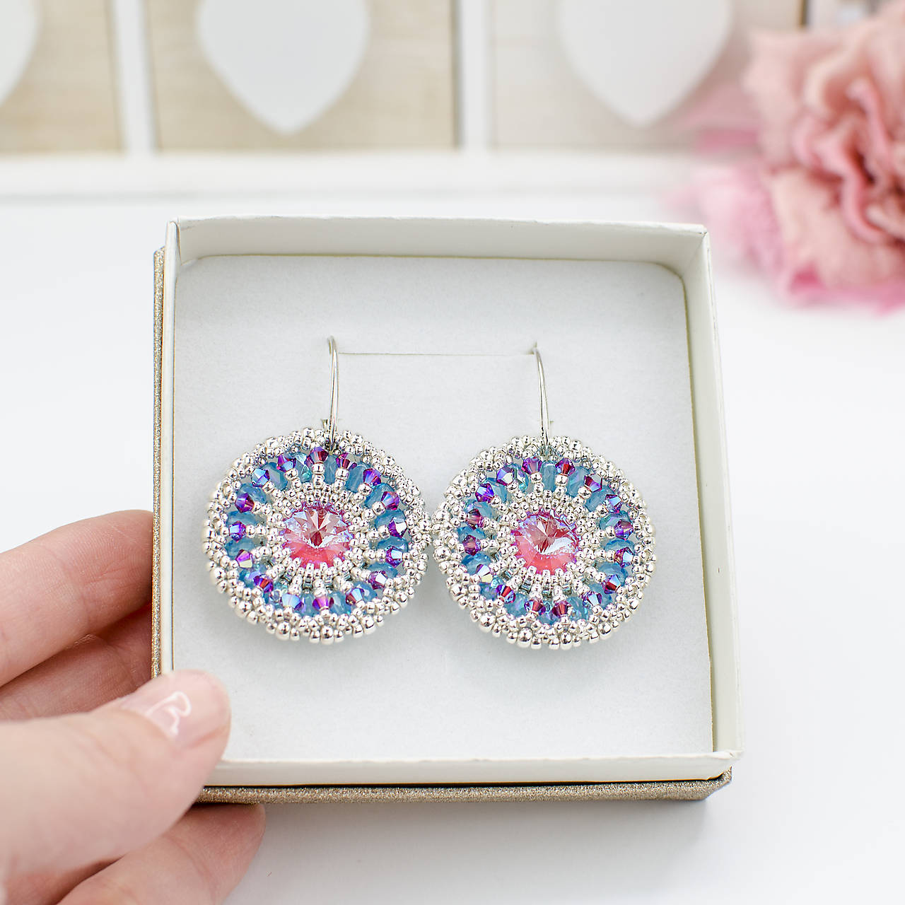 náušnice LUMINA - Lotus Pink