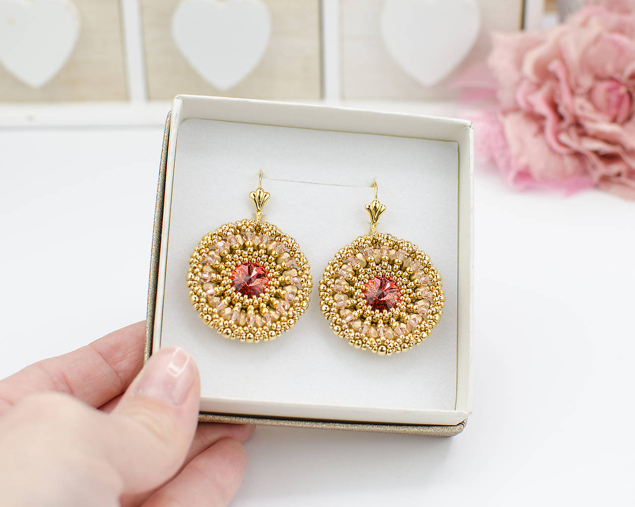 náušnice LUMINA - Padparadscha