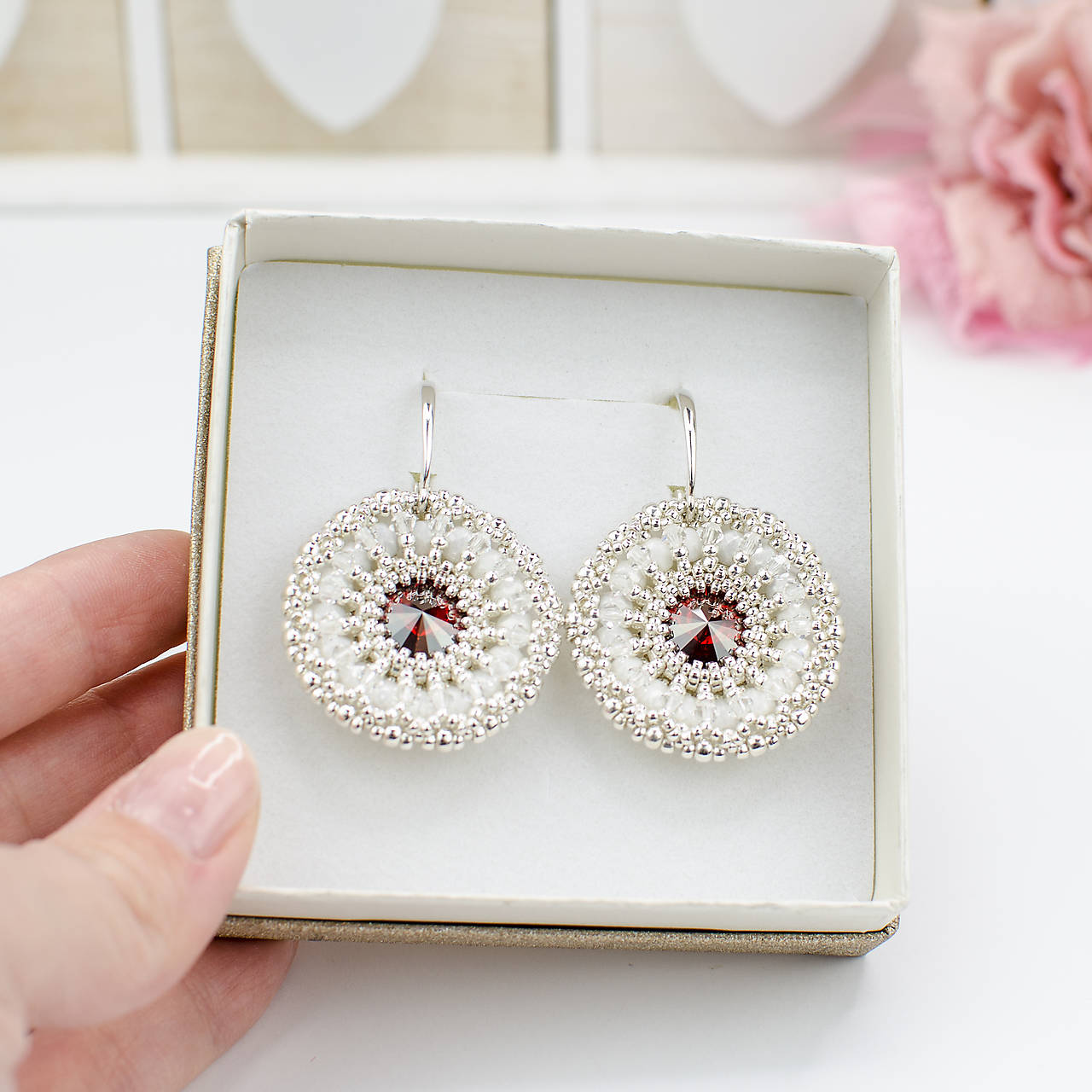 náušnice LUMINA - Red & White