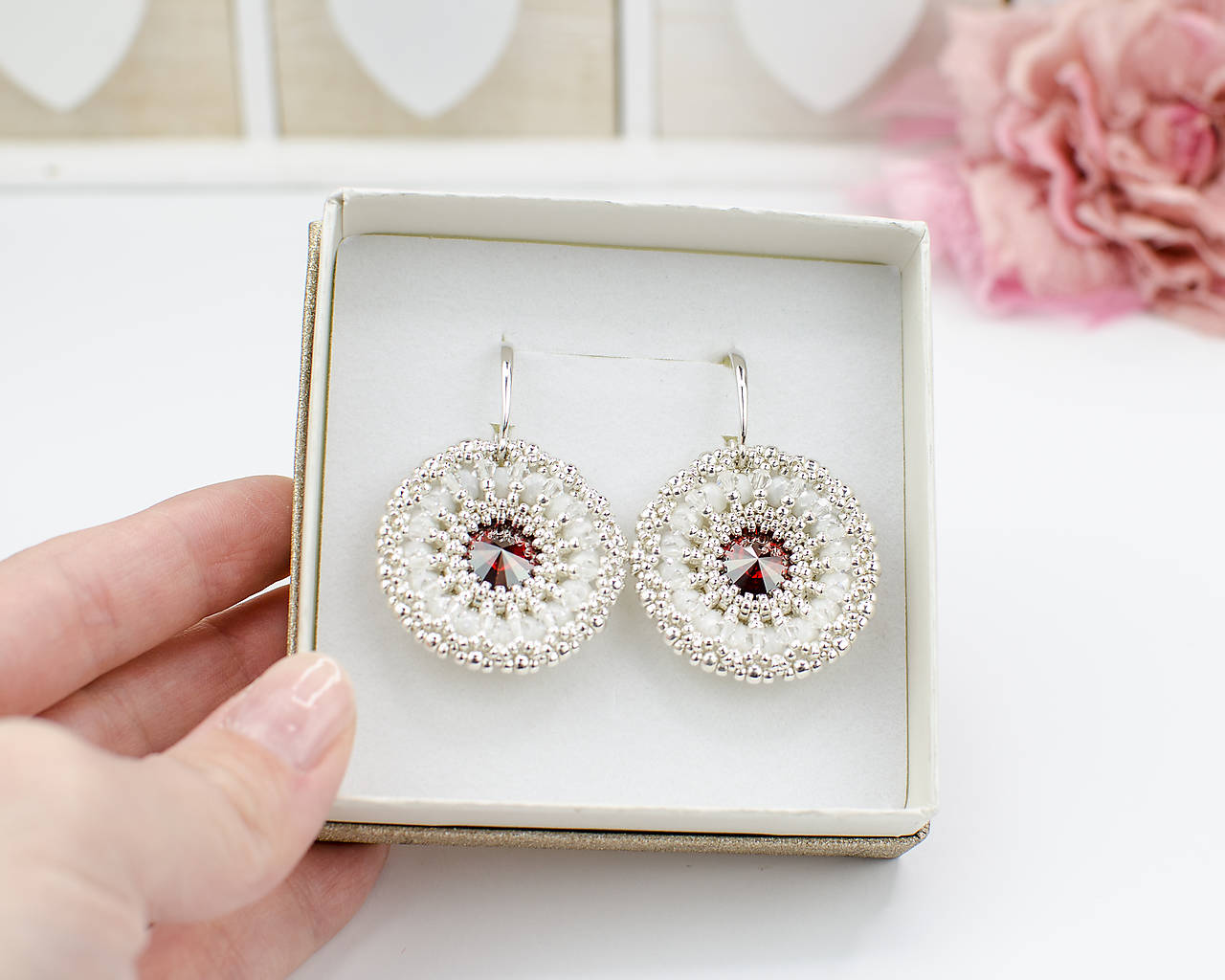 náušnice LUMINA - Red & White