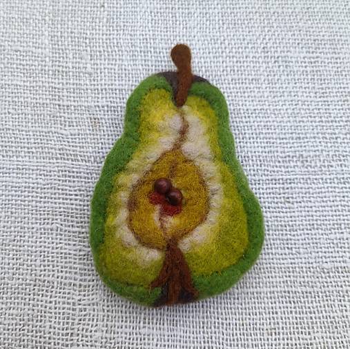 Brošne - ...plstená brošňa - hruška... - 18025604_