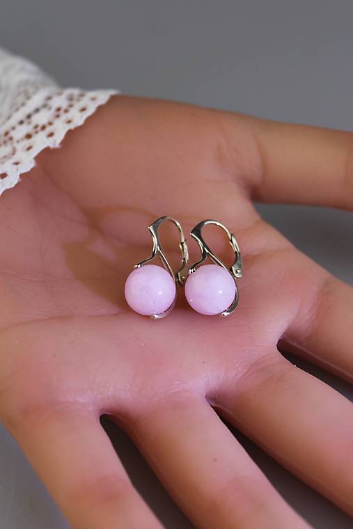 Náušnice - Andský ružový opál náušnice v striebre - 18025430_