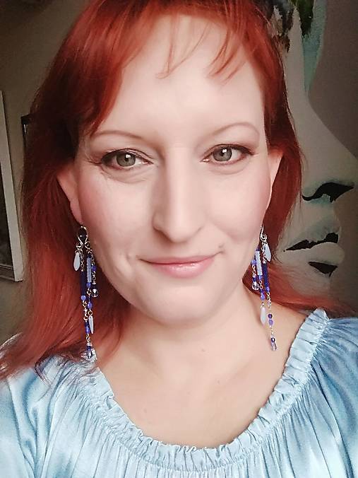 Náušnice - Náušnice "Setkání v nekonečnu," sklo, modrá - 18024189_