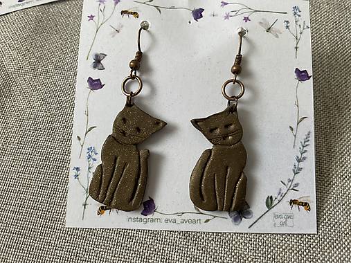 Náušnice - Visiace náušnice mačky - 18025359_