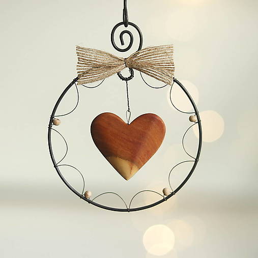 Dekorácie - drevené srdiečko menšie- vianočná ozdoba - 18028299_