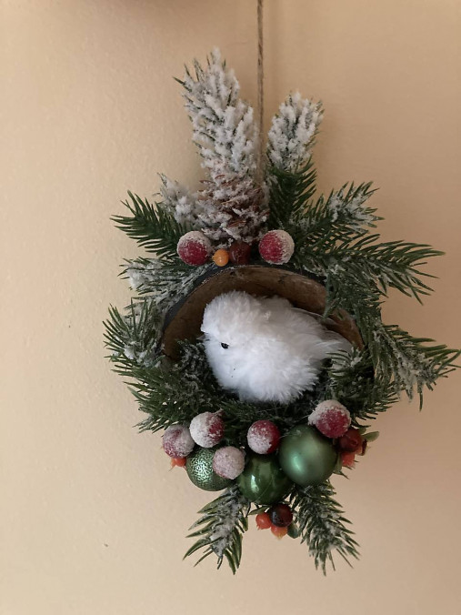 Dekorácie - Vtáčik v kokosovom orechu - 18026902_