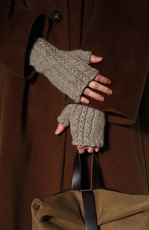 Rukavice - Bezprstové rukavice z alpaky | béžové - 18027918_