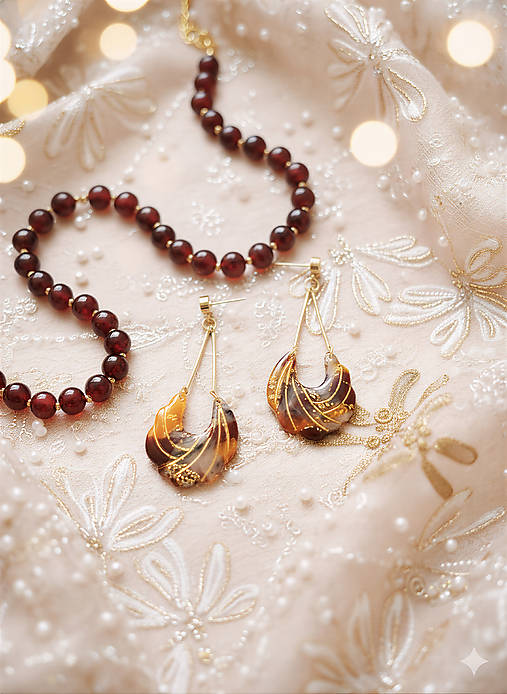 Náušnice - Med & Rubín - náušnice z modelovacej hmoty (Krojené) - 18027266_