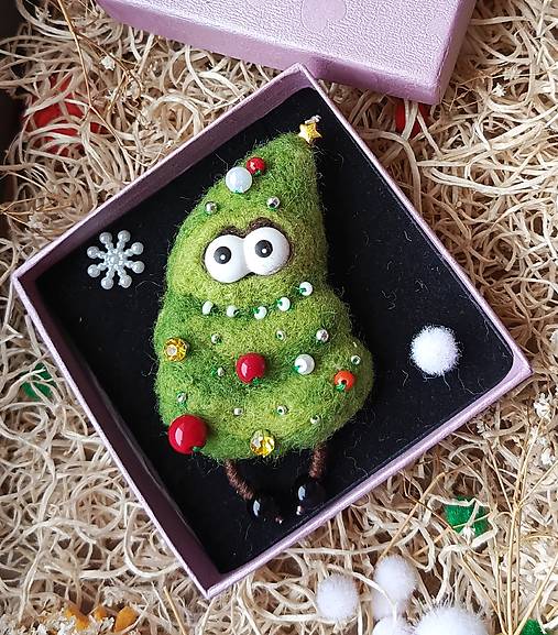 Brošne - Brošňa vianočný stromček - 18026886_