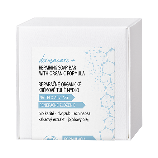 Telová kozmetika - DERMACARE+ Reparačné organické tuhé mydlo na účinnú relipidáciu (starý názov: mydlo na Psoriázu, ekzém a problematickú p - 18029281_