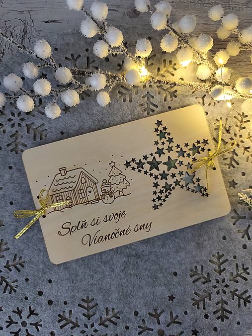 Tabuľky - Drevená obálka na peniaze na Vianoce - 18031252_