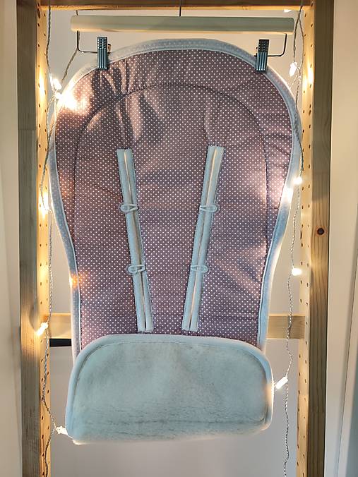 Detský textil - VLNIENKA podložka do kočíka THULE Urban Glide 3 100% MERINO TOP SUPER WASH Natural  Bodka ružová - 18030201_