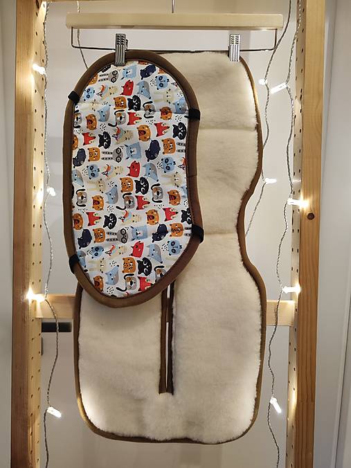 Detský textil - VLNIENKA Podložka do autosedačky Besafe izi Stretch 100% Merino Top Super wash Natural Zvieratká - 18031015_