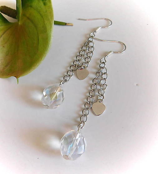 Náušnice - náušničky kryštáliky so srdiečkom - totálny výpredaj! - 18030606_