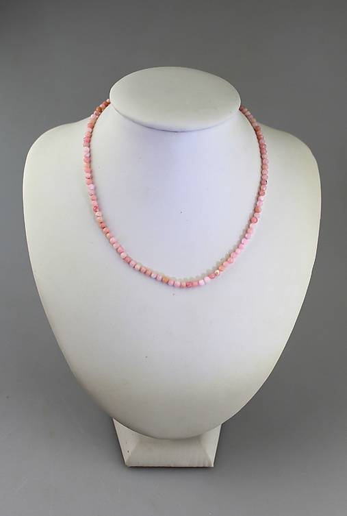 Náhrdelníky - opál ružový brúsený náhrdelník, zapínanie striebro - 18029905_