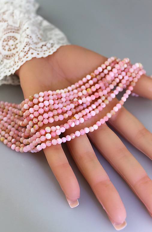 Minerály - Opál korálky 4 mm - polšnúra - 18029954_