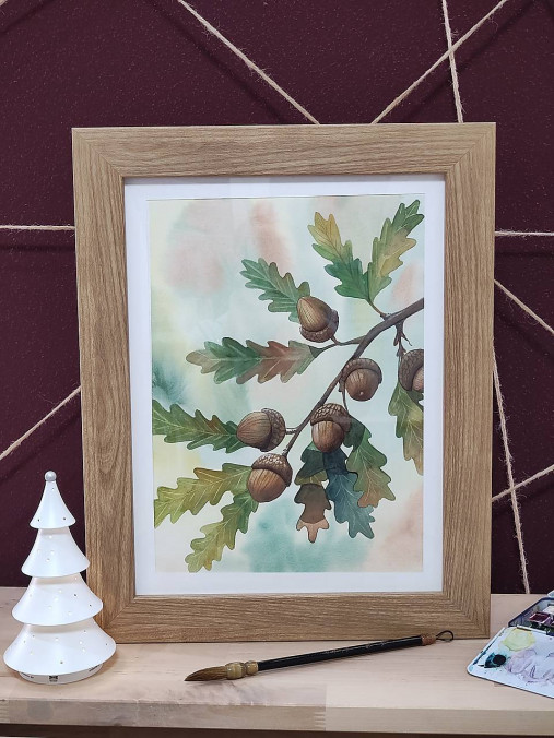 Obrazy - Originálna akvarelová maľba - Pod korunou dubu - 18029801_