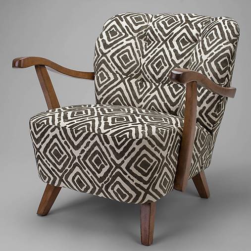 Nábytok - Exkluzívne kreslo Art Deco s výrazným geometrickým vzorom - 18029456_