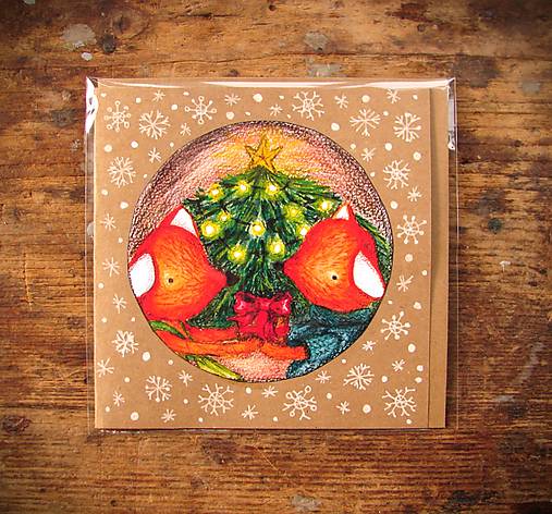 Papiernictvo - otváracia pohľadnica: "Vianoce u zverúšikov" - 18033524_