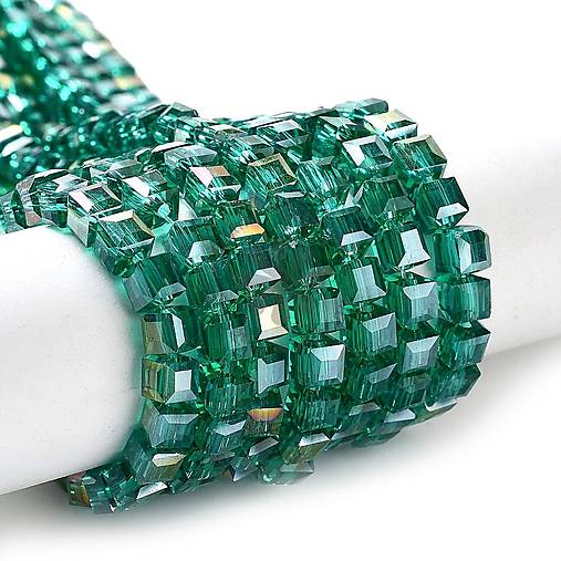 Korálky - (6200) Fazetované sklenené korálky, kocky, 4 mm - 100 ks - 18031736_