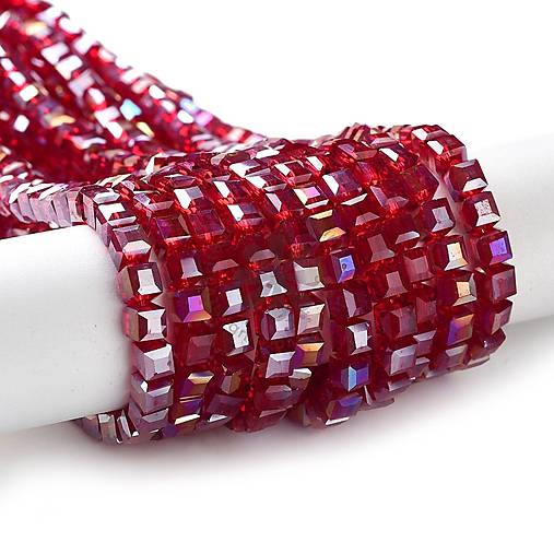 Korálky - (6201) Fazetované sklenené korálky, kocky, 4 mm - 100 ks - 18031740_