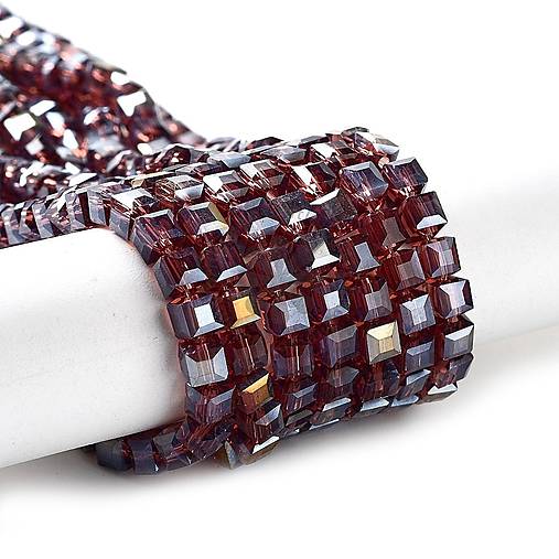 Korálky - (6210) Fazetované sklenené korálky, kocky, 4 mm - 100 ks - 18031744_