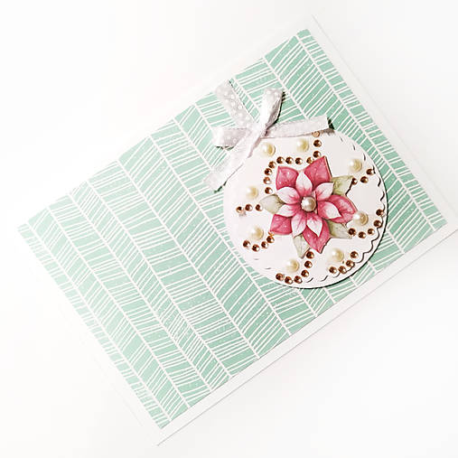 Papiernictvo - Vianočná ruža - guľa - vianočný pozdrav, pohľadnica - 18031540_