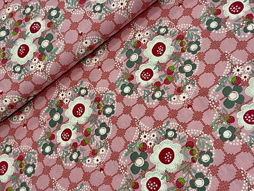 100% BAVLNA STOF FRANCÚZSKO / JAHODNÍK