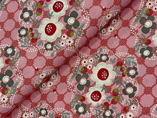 100% BAVLNA STOF FRANCÚZSKO / JAHODNÍK