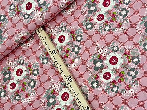 100% BAVLNA STOF FRANCÚZSKO / JAHODNÍK