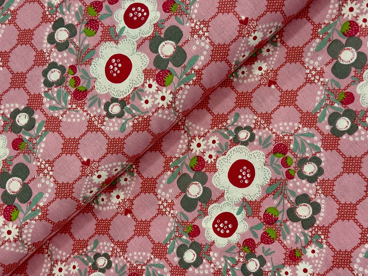 100% BAVLNA STOF FRANCÚZSKO / JAHODNÍK