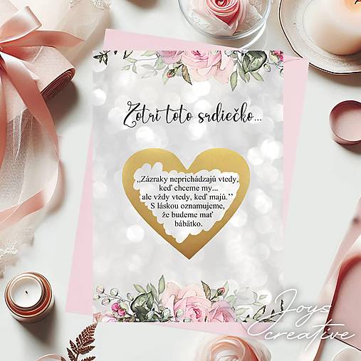 Stieracia kartička Oznámenie o čakaní bábätka s obálkou