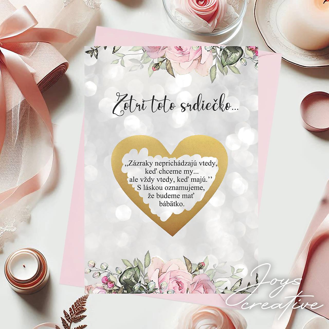 Stieracia kartička Oznámenie o čakaní bábätka s obálkou