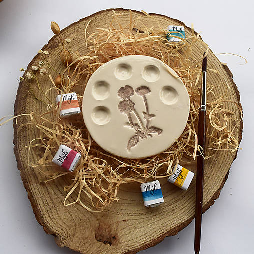 Nástroje - Keramická paleta - Okrúhla s kvietkom - 18034061_