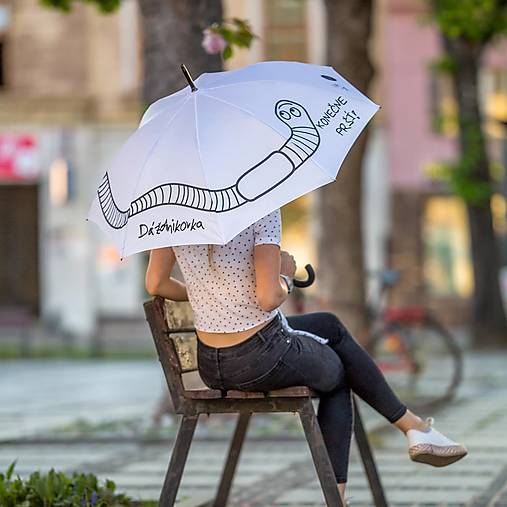 Dlhý dáždnik Dáždnikovka biela