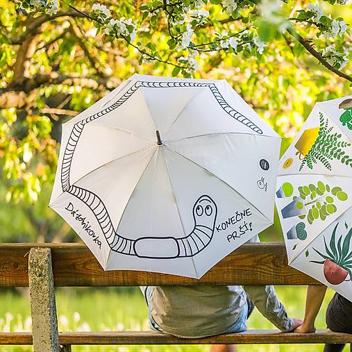 Dlhý dáždnik Dáždnikovka biela