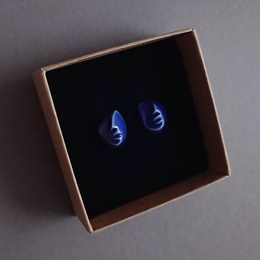 Porcelánové naušnice OnaOna – modré