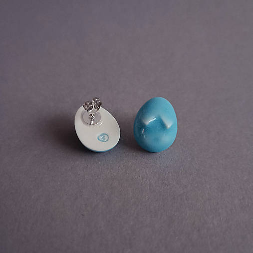 Porcelánové naušnice Wenusha – modro-biele