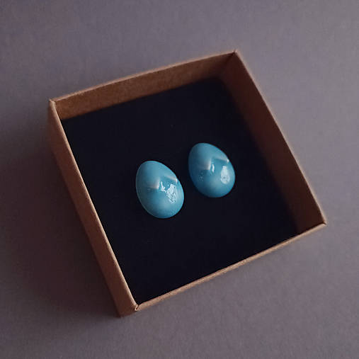 Porcelánové naušnice Wenusha – modro-biele