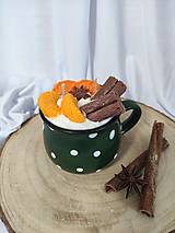 Sviečky - Sviečka v zelenom bodkovanom hrnčeku  (1. Typ menšie bodky) - 18032870_