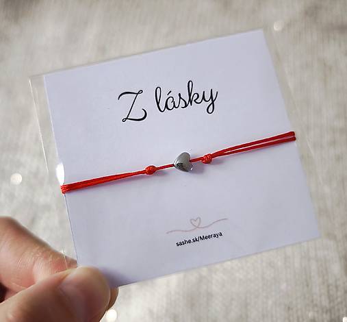 Náramky - Šnúrkový náramok hematitové srdiečko strieborné "Z LÁSKY" - 18033047_