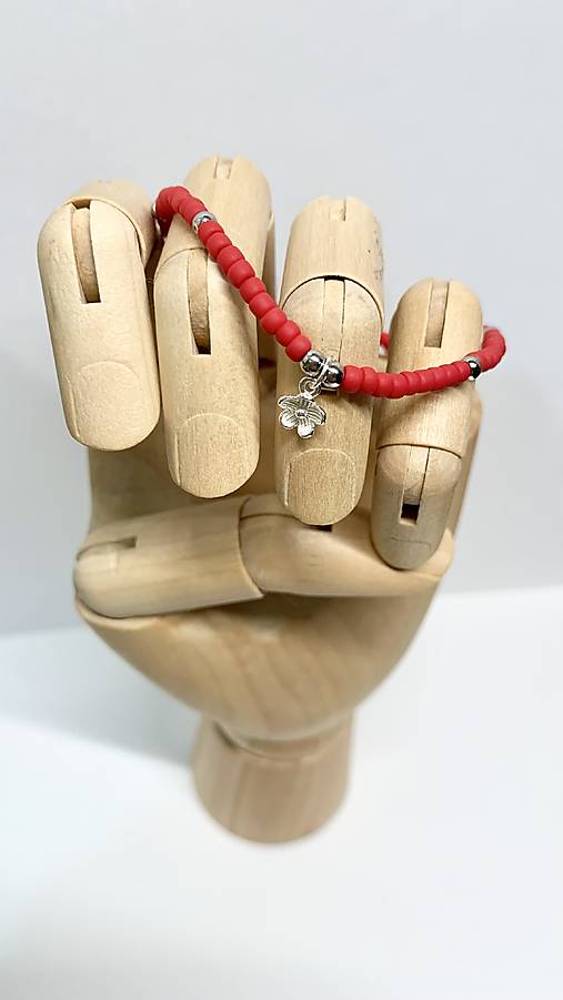 Náramky - náramok srdiečko-striebro a s korálkami z nerezovej ocele - 18033704_