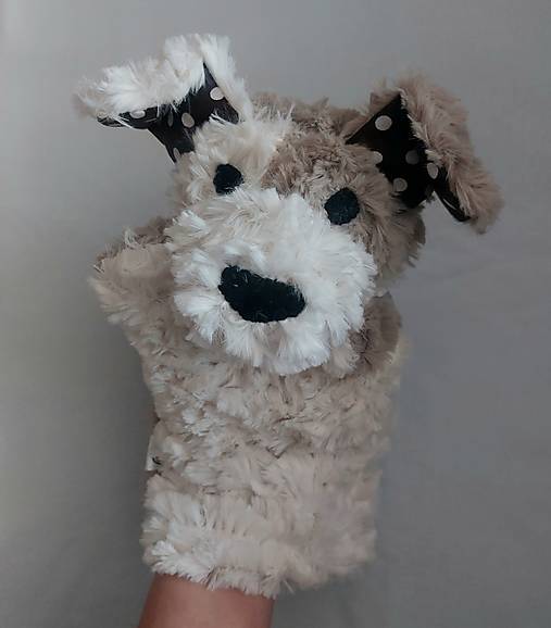 Maňuška psík chlpatý (Smotanovosivohnedý s tmavohnedými uškami)