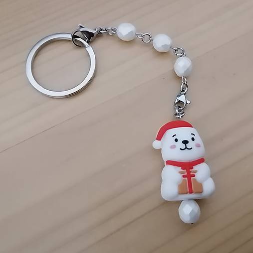 Kľúčenky - Kľúčenka - vianočný polárny medvedík - 18035049_