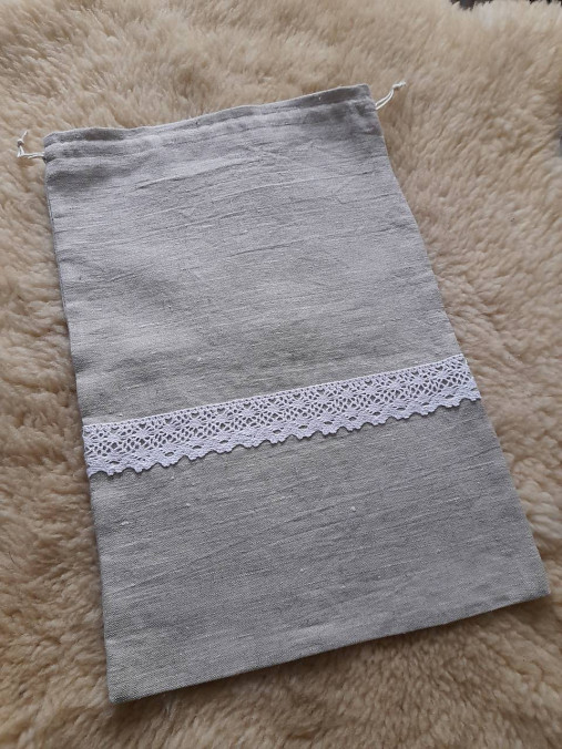Úžitkový textil - Ľanové vrecko - 18036373_