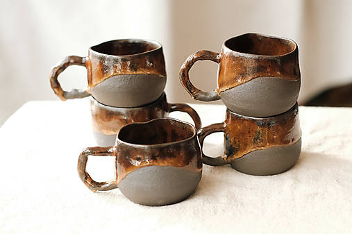 Nádoby - Organické zemité šálky, rezavé - 18034867_