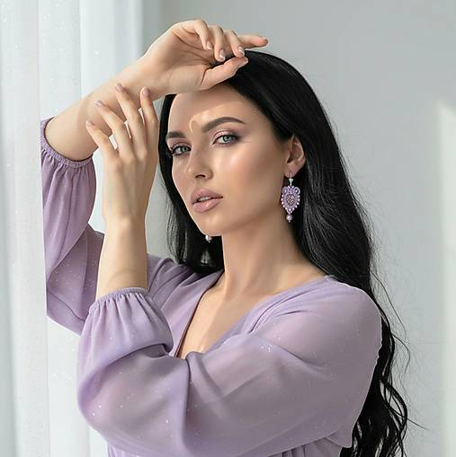 Náušnice - Šujtášové náušnice LILA - 18035636_